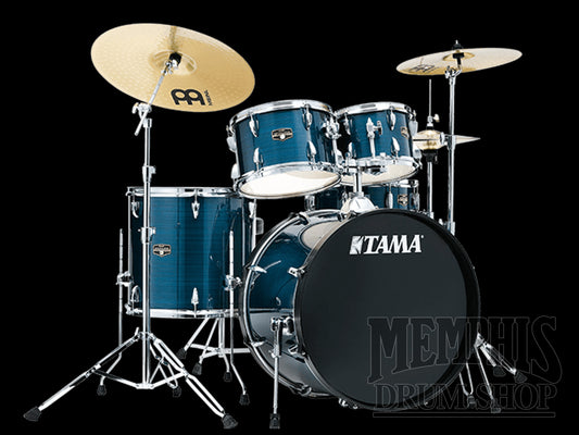Tama Imperialstar Complete Drum Set with Cymbals and Hardware 22/10/12/16/14 - Hairline Blue