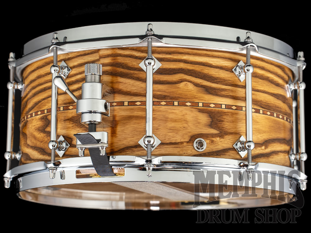 Craviotto 14x6.5 Custom Shop Burnt Antique Ash Snare Drum with Walnut Inlay