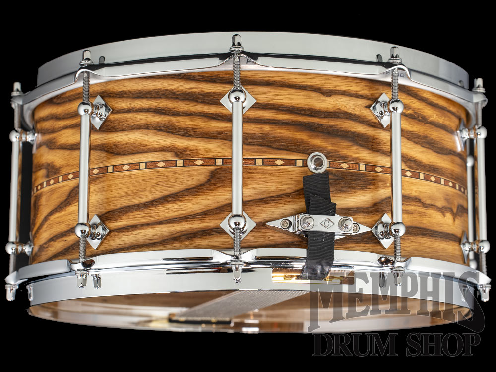Craviotto 14x6.5 Custom Shop Burnt Antique Ash Snare Drum with Walnut Inlay