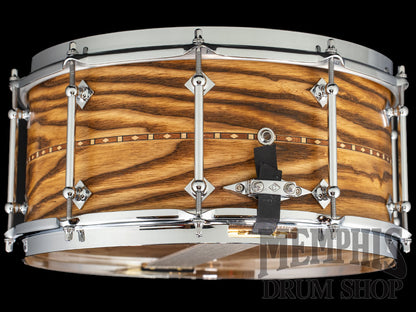 Craviotto 14x6.5 Custom Shop Burnt Antique Ash Snare Drum with Walnut Inlay