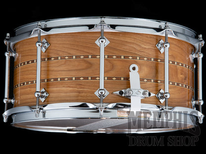 Craviotto 14x6.5 Custom Shop Red Birch Snare Drum with Double Walnut Inlay