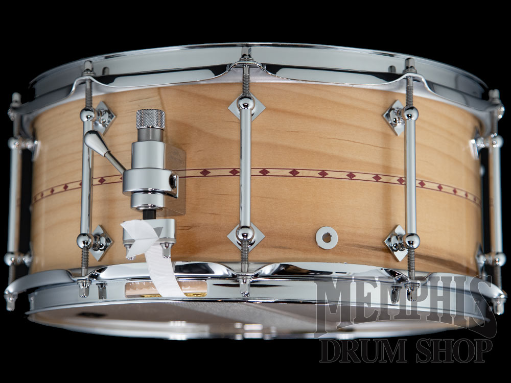 Craviotto 14x6.5 Custom Shop Figured Poplar Snare Drum with Red Inlay