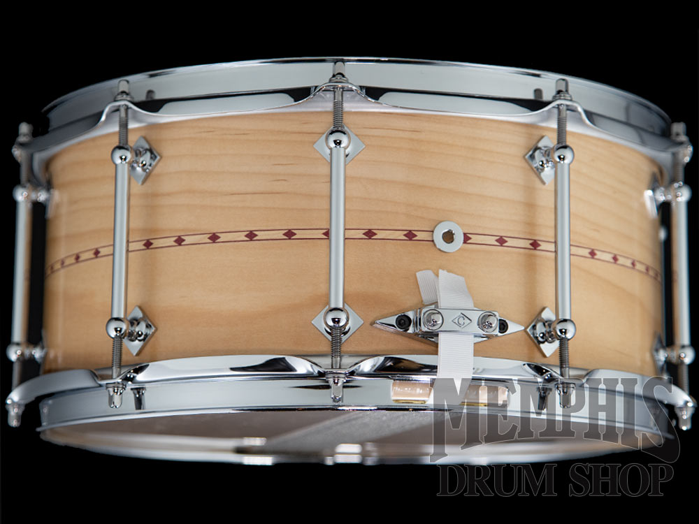 Craviotto 14x6.5 Custom Shop Figured Poplar Snare Drum with Red Inlay