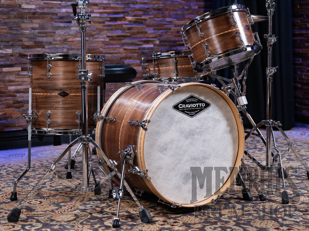 Craviotto Custom Shop Walnut Drum Set with Cherry Inlay 20/12/14