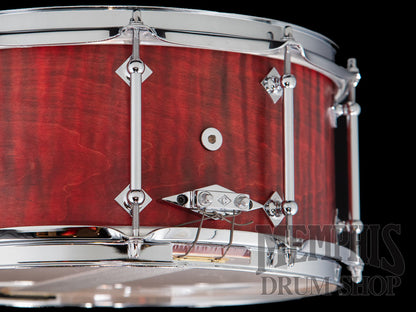 Craviotto 14x6.5 Private Reserve Burned Curly Maple Snare Drum - Red Stain