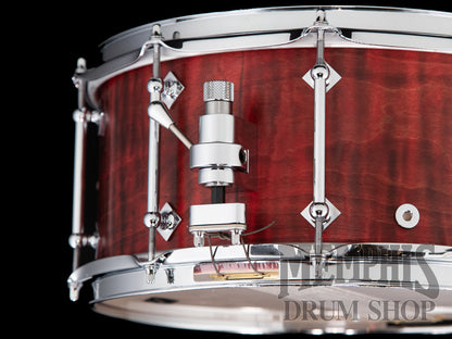 Craviotto 14x6.5 Private Reserve Burned Curly Maple Snare Drum - Red Stain