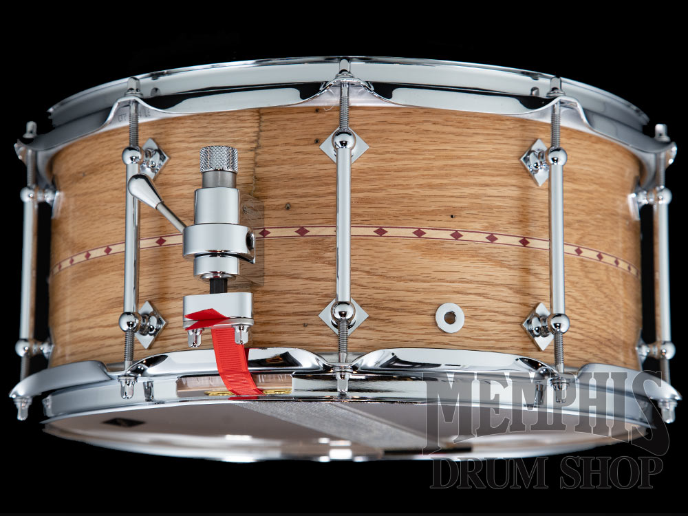 Craviotto 14x6.5 Private Reserve Wormy Oak Snare Drum with Red Inlay