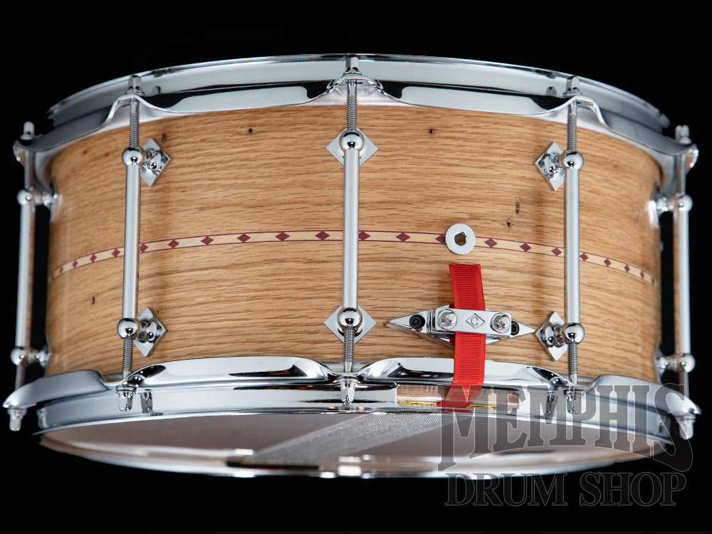Craviotto 14x6.5 Private Reserve Wormy Oak Snare Drum with Red Inlay