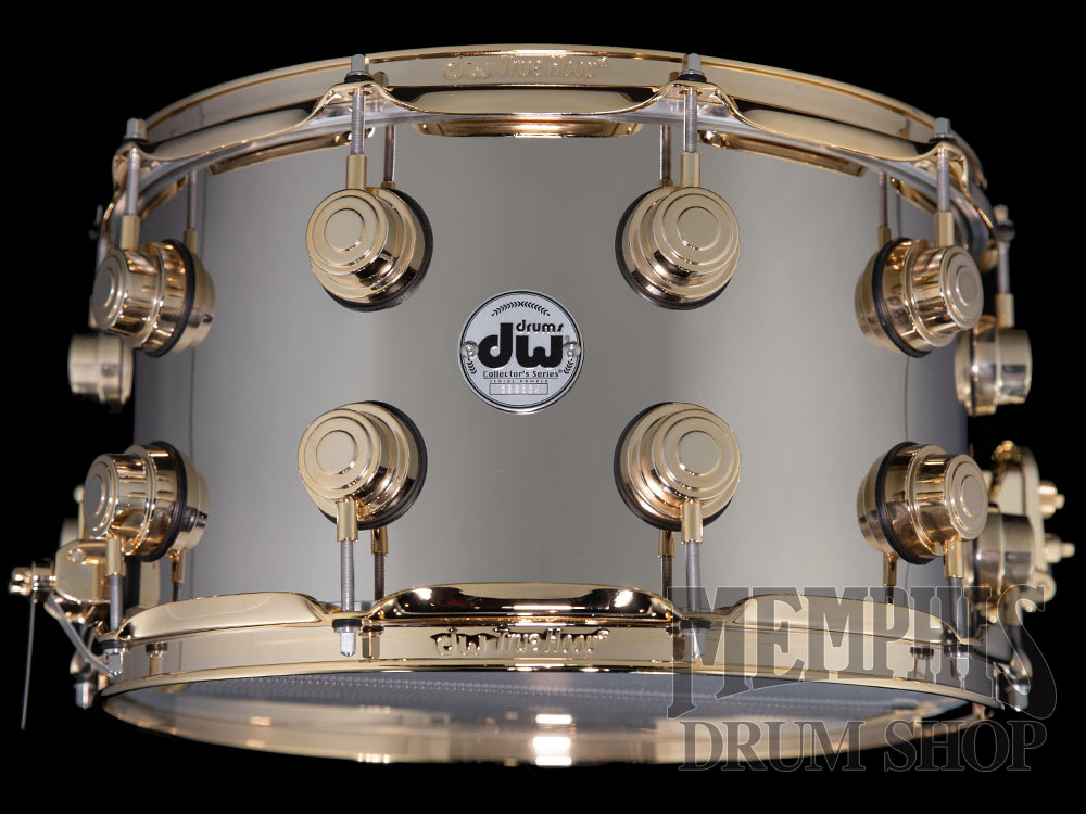 DW 14x8 Collector's Series Nickel Over Brass Snare Drum with Gold Hardware
