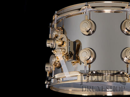 DW 14x8 Collector's Series Nickel Over Brass Snare Drum with Gold Hardware