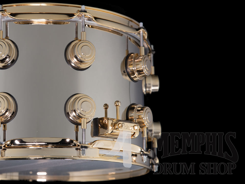 DW 14x8 Collector's Series Nickel Over Brass Snare Drum with Gold Hardware