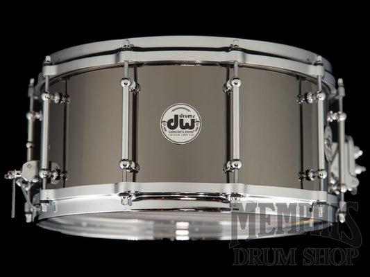 DW 14x6.5 Collector's Series Black Nickel Over Brass Snare Drum with Tube Lugs and Die-cast Hoops