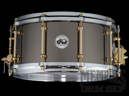 DW 14x6.5 Collector's Series Black Nickel Over Brass Snare Drum with Gold Tube Lugs and Chrome Die-cast Hoops