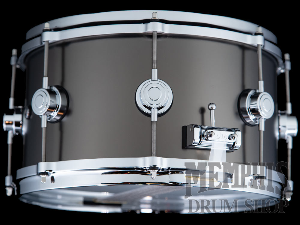DW 13x7 Collector's Series Satin Black Over Brass Snare Drum with Die-Cast Hoops