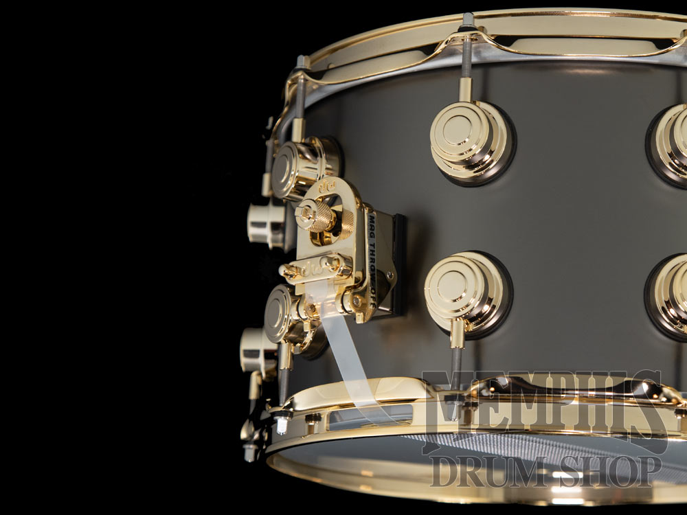 DW 14x8 Collector's Series Satin Black Over Brass Snare Drum with Gold Hardware