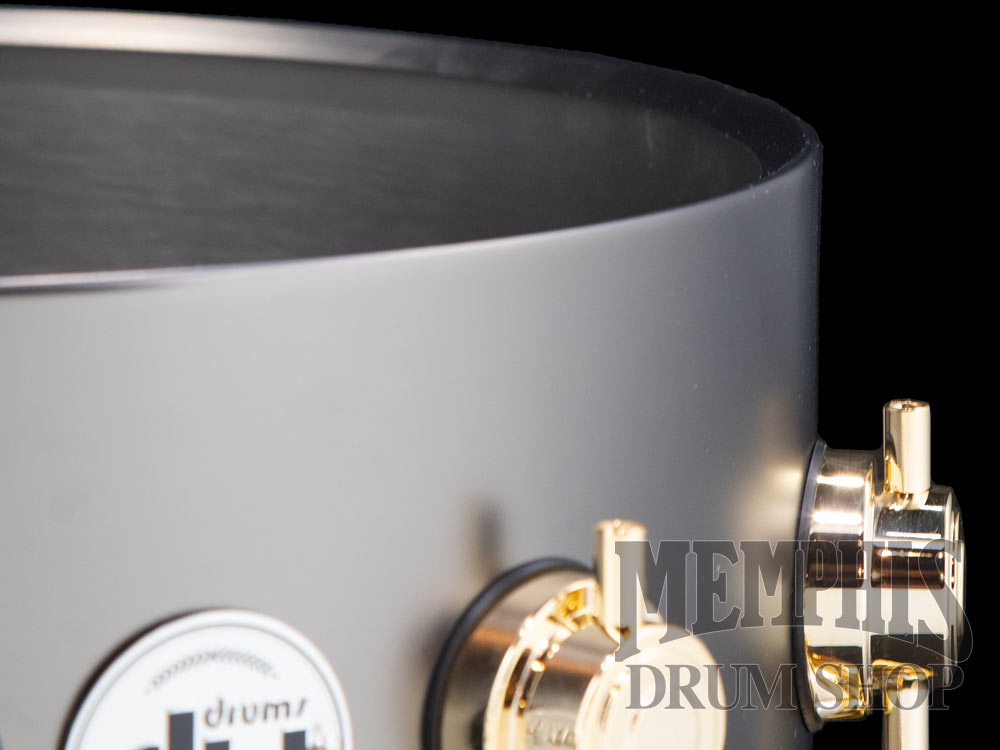 DW 14x5.5 Collector's Series Satin Black Over Brass Snare Drum with Gold Hardware