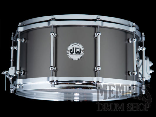 DW 14x6.5 Collector's Series Satin Black Over Brass Snare Drum with Tube Lugs and Die-Cast Hoops