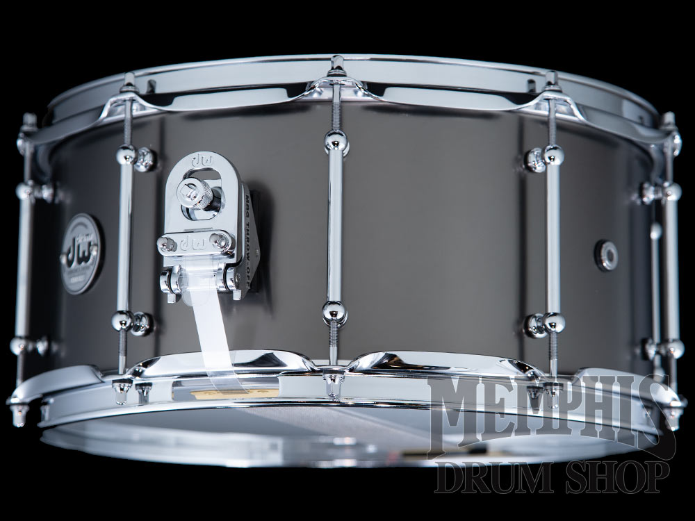 DW 14x6.5 Collector's Series Satin Black Over Brass Snare Drum with Tube Lugs