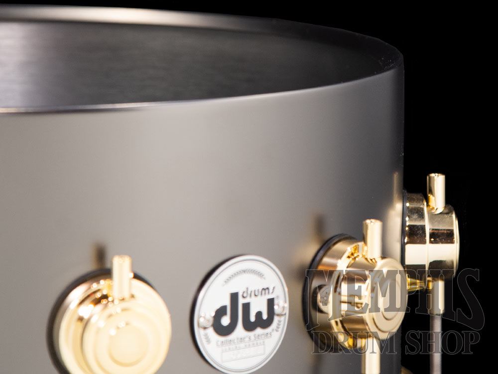 DW 14x6.5 Collector's Series Satin Black Over Brass Snare Drum with Gold Hardware