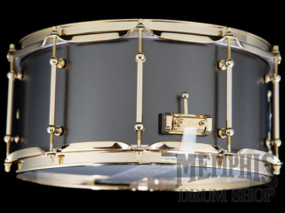 DW 14x6.5 Collector's Series Satin Black Over Brass Snare Drum with Gold Hardware and Tube Lugs