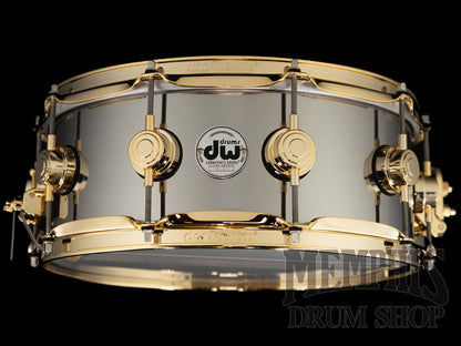 DW 14x5.5 Collector's Series Stainless Steel Snare Drum with Gold Hardware