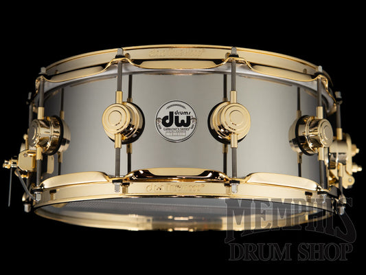 DW 14x5.5 Collector's Series Stainless Steel Snare Drum with Gold Hardware