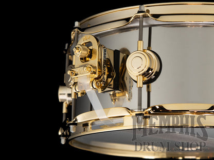 DW 14x5.5 Collector's Series Stainless Steel Snare Drum with Gold Hardware
