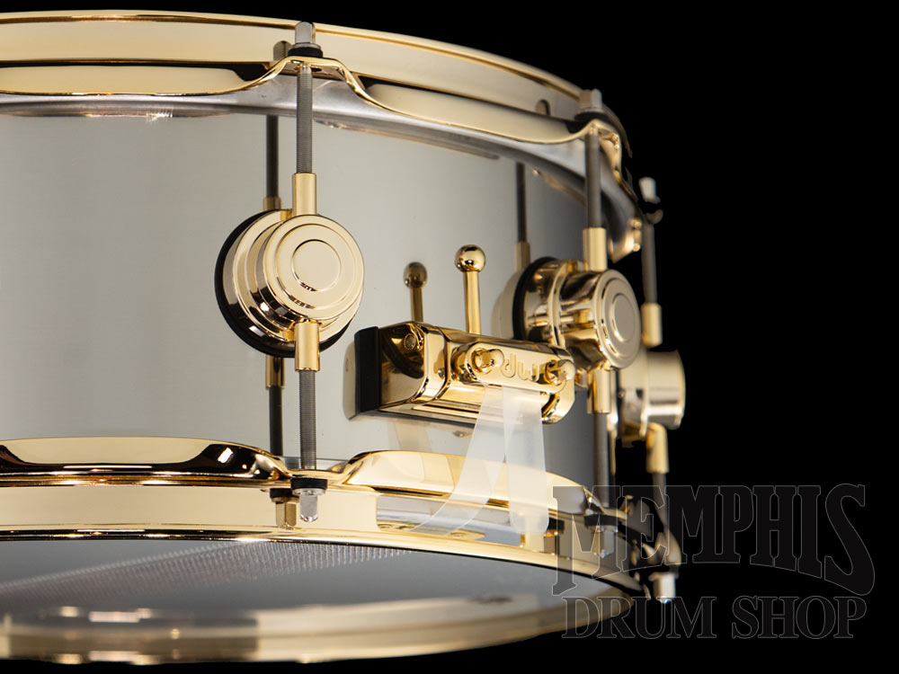 DW 14x5.5 Collector's Series Stainless Steel Snare Drum with Gold Hardware