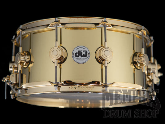 DW 14x6.5 Collector's Series Bell Brass Snare Drum with Gold Hardware