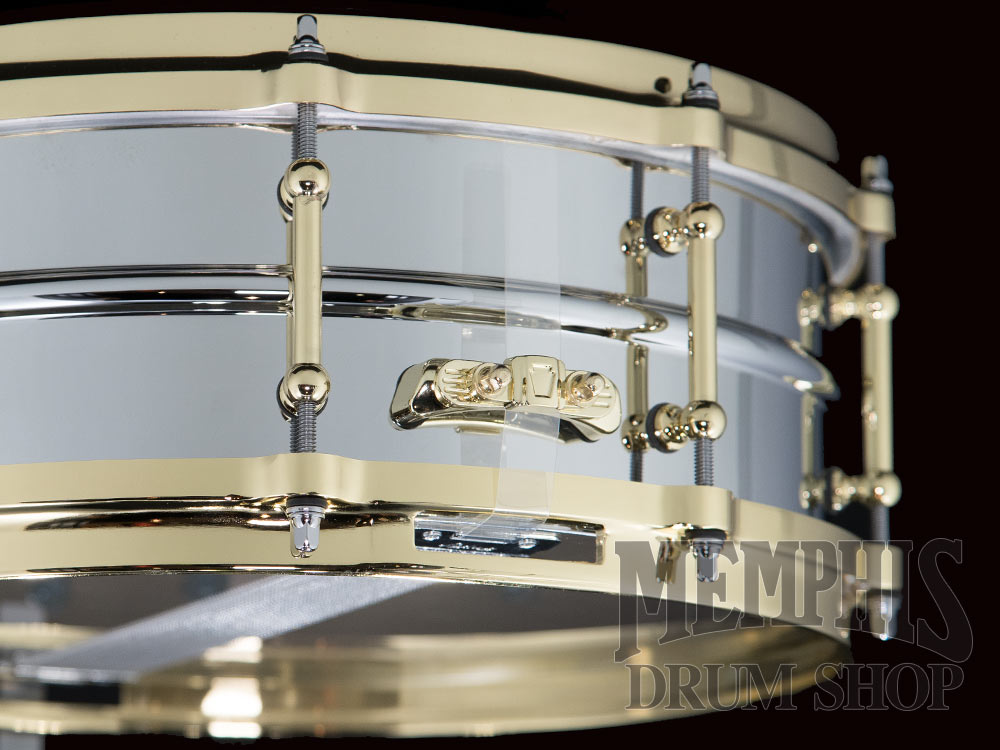 Ludwig 14x5 Chrome Over Brass Snare Drum with Brass Hardware