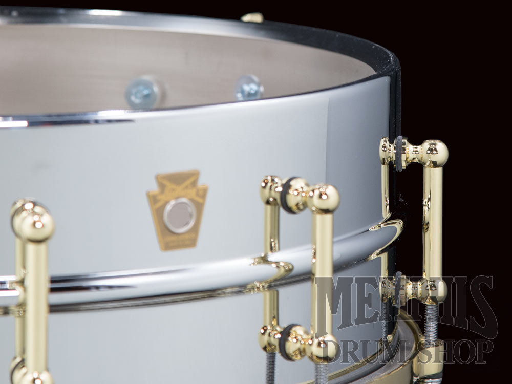 Ludwig 14x5 Chrome Over Brass Snare Drum with Brass Hardware