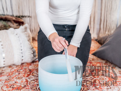 Meinl Sonic Energy Crystal Singing Bowl Colour-Frosted 10", Light Blue, Note G4, Throat Chakra