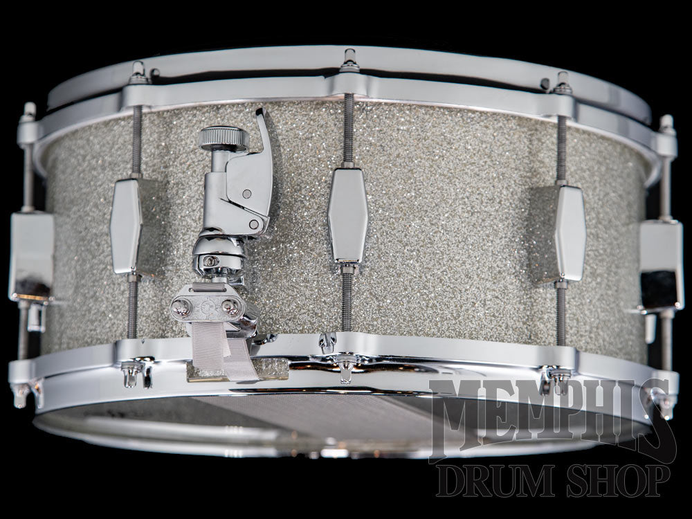 Milestone 14x6.5 Founder's Model Fiberglass Snare Drum with 10 Lugs - Silver Sparkle