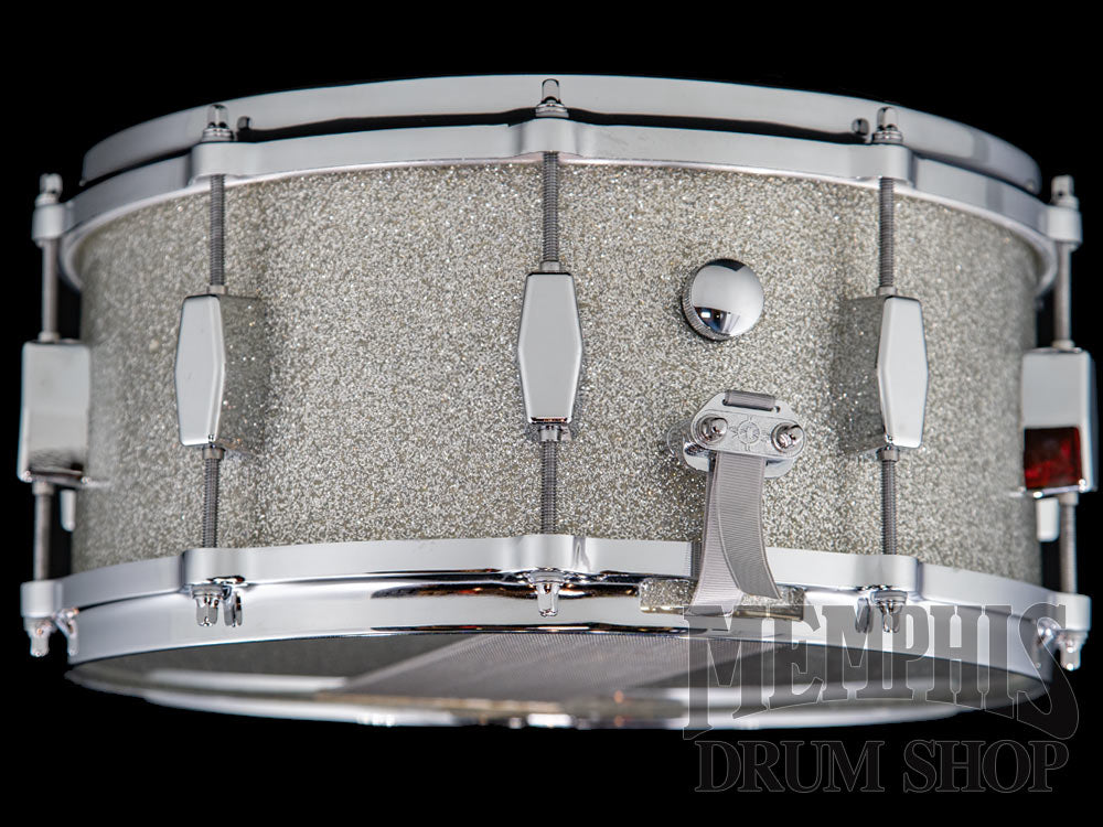 Milestone 14x6.5 Founder's Model Fiberglass Snare Drum with 10 Lugs - Silver Sparkle