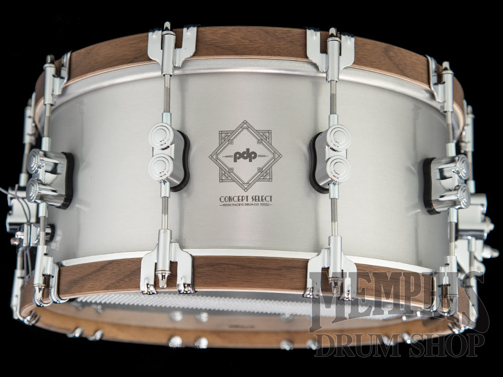 Pacific PDP 14x6.5 Concept Select Aluminum Snare Drum with Walnut Hoops