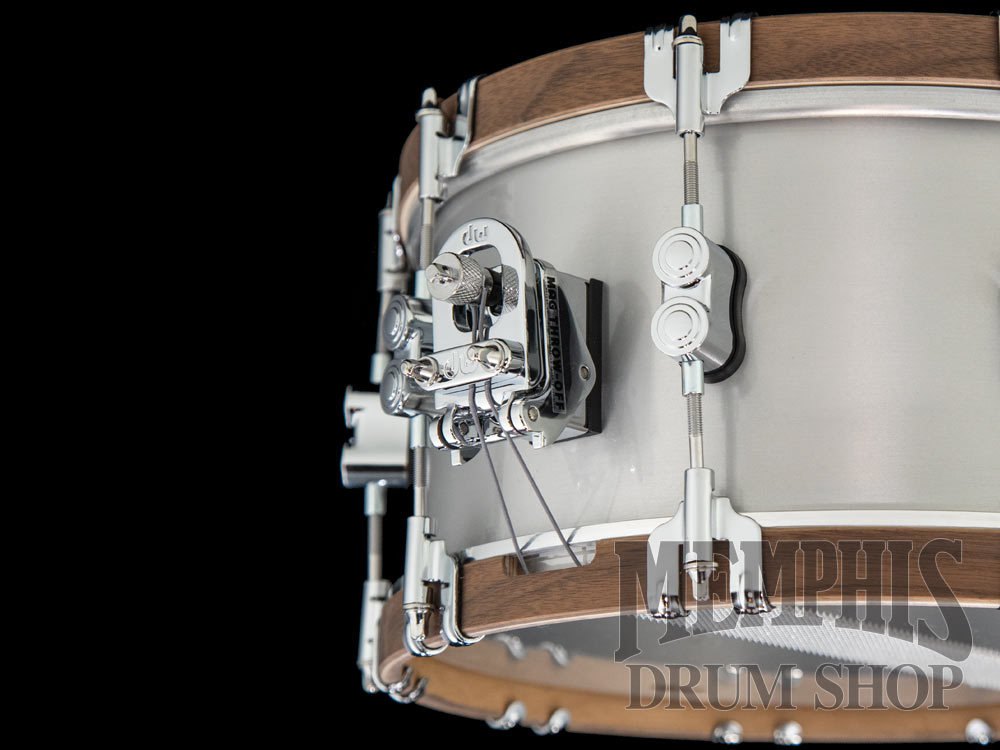 Pacific PDP 14x6.5 Concept Select Aluminum Snare Drum with Walnut Hoops