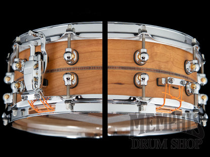 Pearl 14x5 Music City Custom Solid Cherry Snare Drum with Kingwood Center Inlay