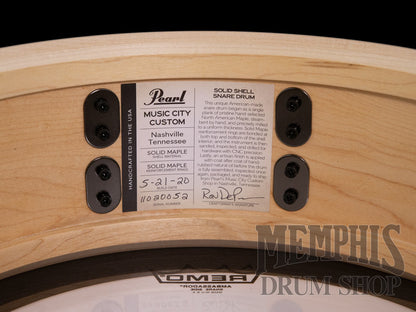 Pearl 14x5 Music City Custom Solid Maple Snare Drum with Kingwood Center Inlay