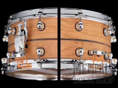 Pearl 14x6.5 Music City Custom Solid Cherry Snare Drum with Kingwood Center Inlay