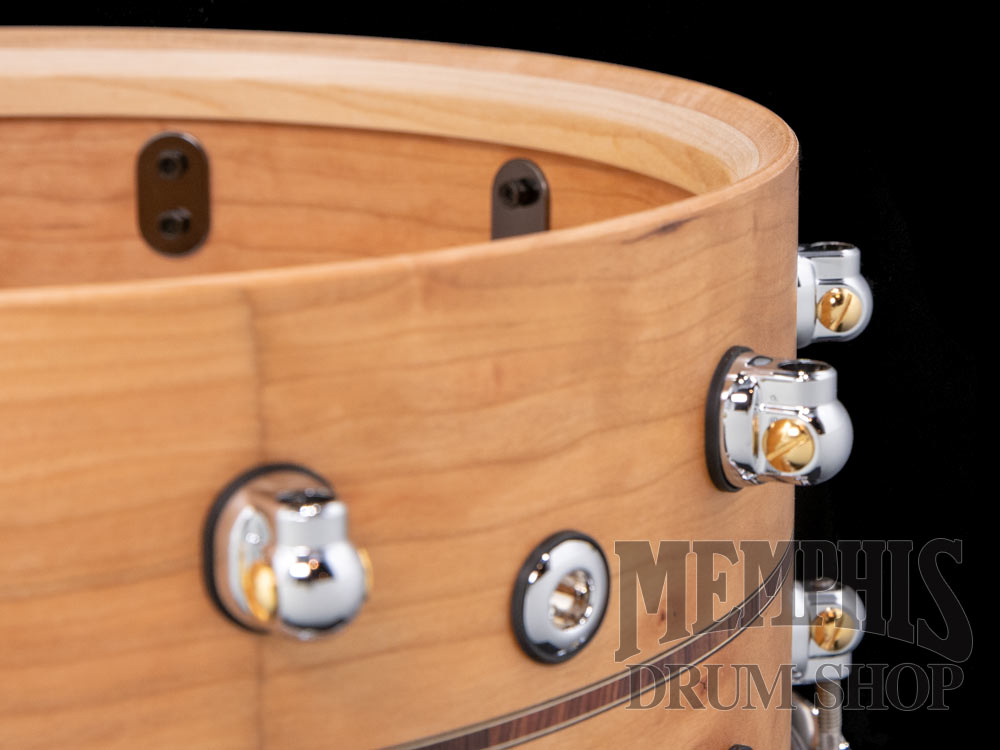 Pearl 14x6.5 Music City Custom Solid Cherry Snare Drum with Kingwood Center Inlay