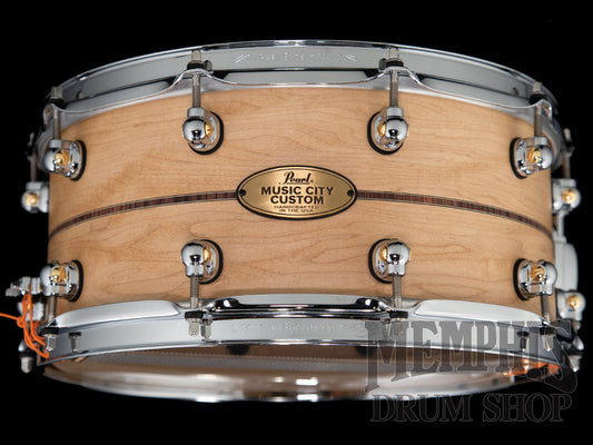 Pearl 14x6.5 Music City Custom Solid Maple Snare Drum with Kingwood Center Inlay