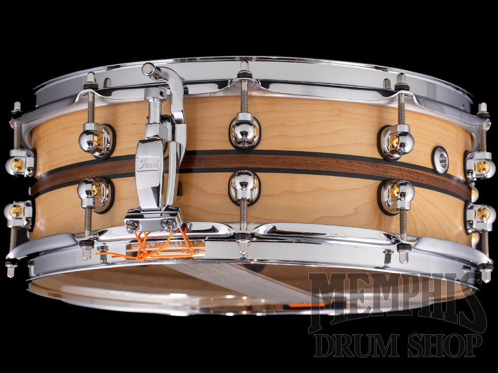 Pearl 14x5 Music City Custom One Of A Kind Solid Maple Snare Drum with Canarywood Inlay