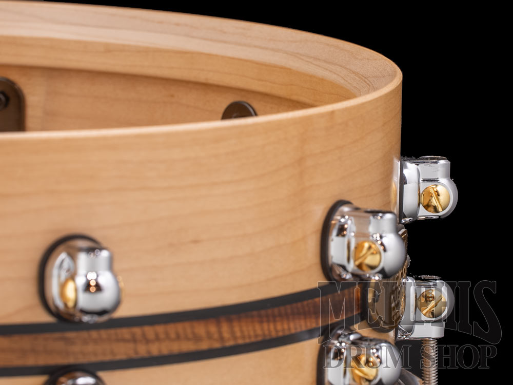 Pearl 14x5 Music City Custom One Of A Kind Solid Maple Snare Drum with Canarywood Inlay