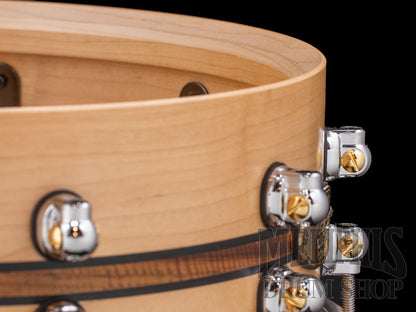 Pearl 14x5 Music City Custom One Of A Kind Solid Maple Snare Drum with Canarywood Inlay