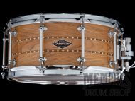 Craviotto 14x6.5 Custom Shop Red Birch Snare Drum with Double Walnut Inlay