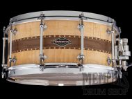 Craviotto 14x6.5 Custom Shop Stacked Curly Maple/Walnut/Curly Maple Snare Drum with Dual Walnut Inlay