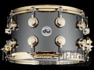 DW 14x8 Collector's Series Black Nickel Over Brass Snare Drum with Gold Hardware