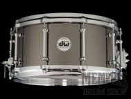 DW 14x6.5 Collector's Series Black Nickel Over Brass Snare Drum with Tube Lugs and Die-cast Hoops