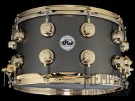 DW 14x8 Collector's Series Satin Black Over Brass Snare Drum with Gold Hardware