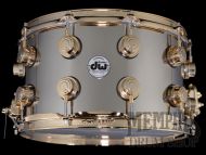 DW 14x8 Collector's Series Nickel Over Brass Snare Drum with Gold Hardware